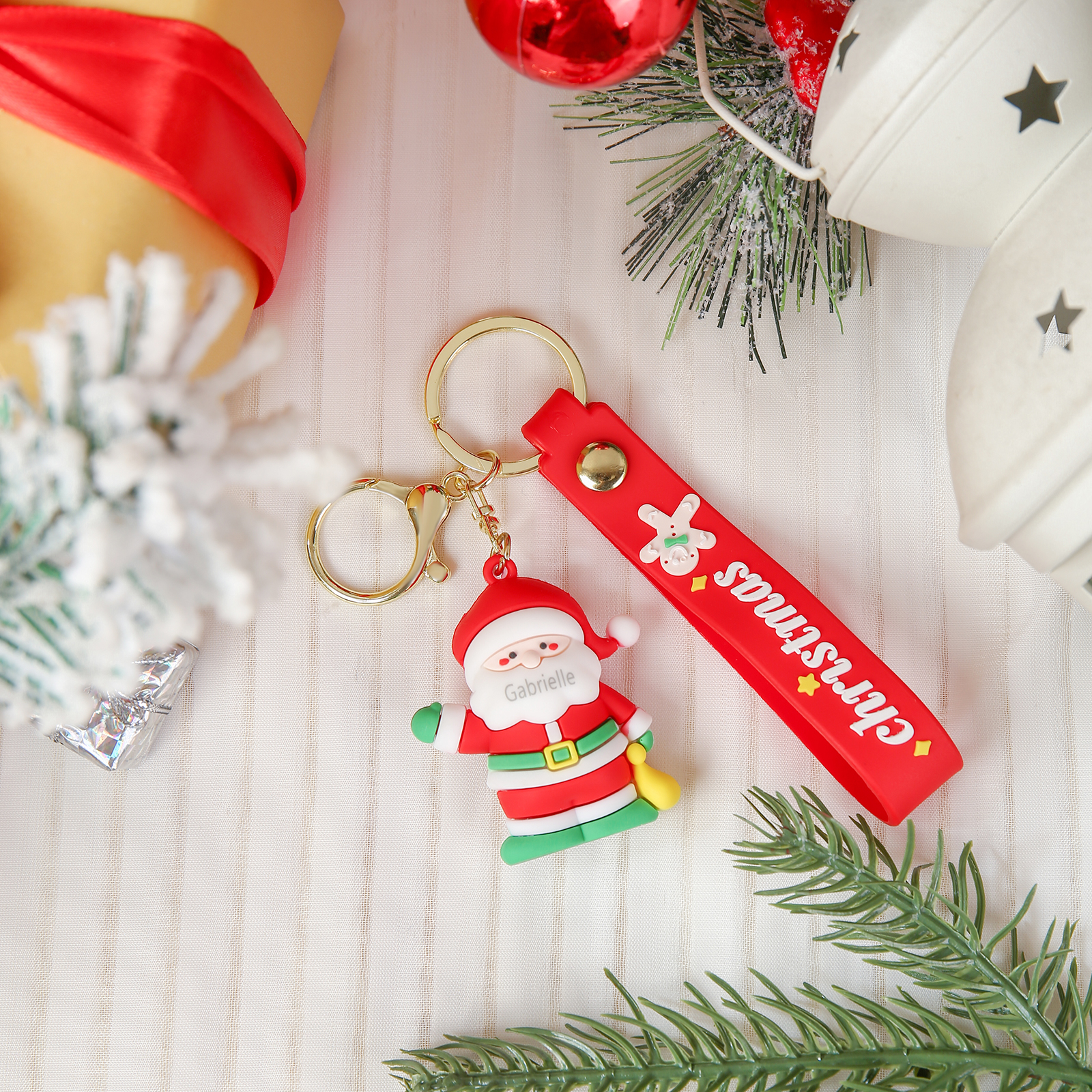 Personalized Christmas Santa Claus Keychain-Custom Name Keychain Gift-Lovesyouforever