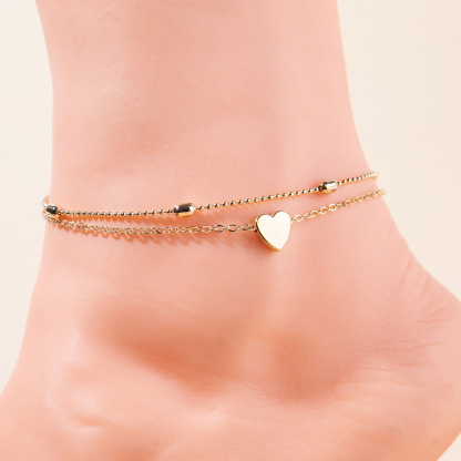 Summer Beach Style Ankle Bracelet bohemia Anklet with Heart Charm for Women-Lovesyouforever