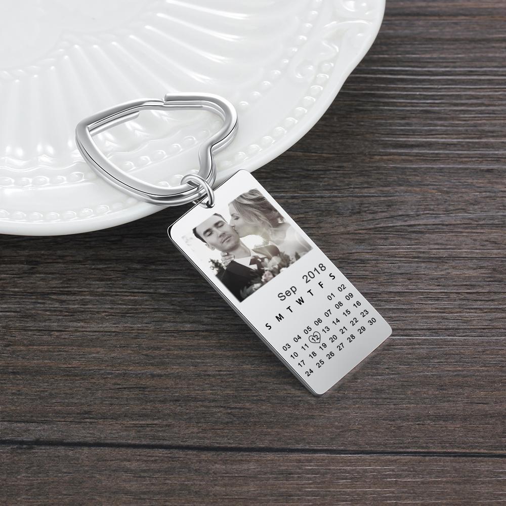 Personalized Photo Keychain With Calendar-Lovesyouforever