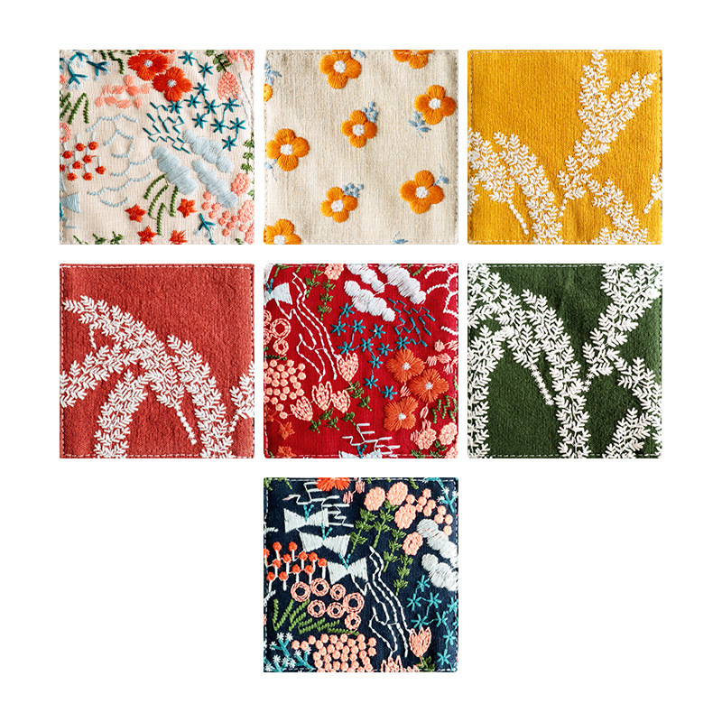 Ins-style embroidered cotton-linen coasters, embroidered fabric coasters, thickened heat-insulating mats, embroidered coffee coasters, tea coasters-Lovesyouforever