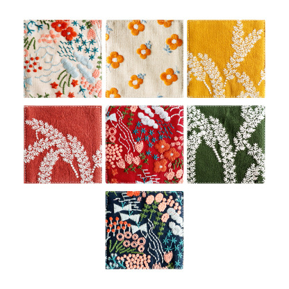 Ins-style embroidered cotton-linen coasters, embroidered fabric coasters, thickened heat-insulating mats, embroidered coffee coasters, tea coasters-Lovesyouforever