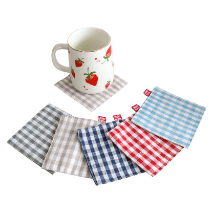 Fabric coasters, double-layer plaid heat-insulating coasters, square mug coasters-Lovesyouforever