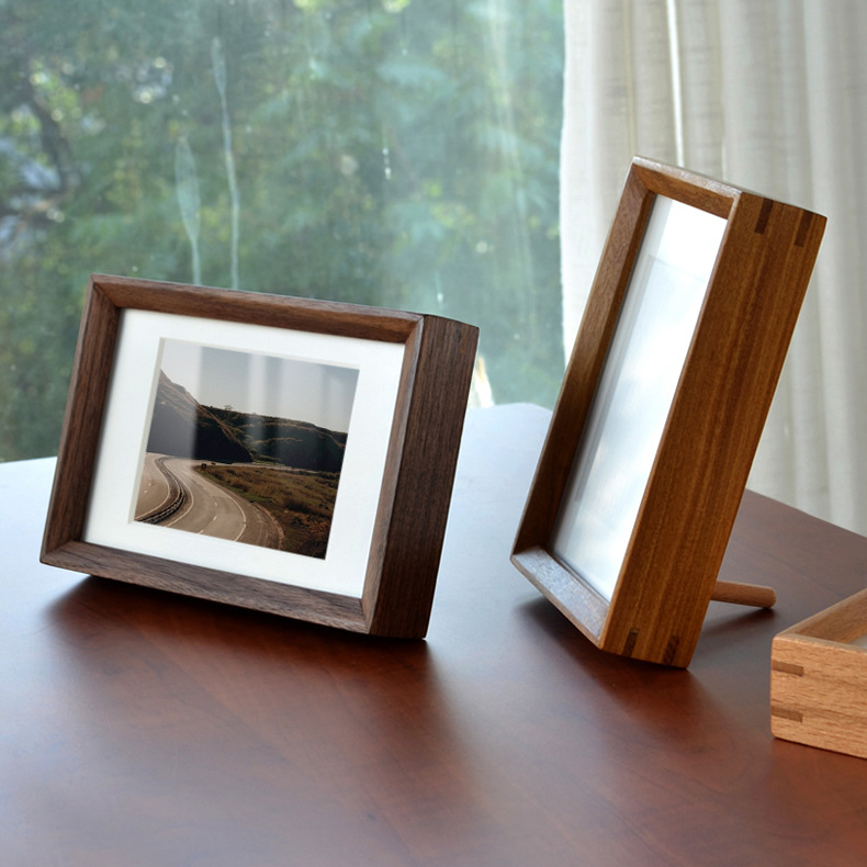 Black walnut wood mortise and tenon right-angle solid wood picture frame stand, beech wood, cherry wood, solid wood, 6 7 8 10 12 14 16inch-Lovesyouforever