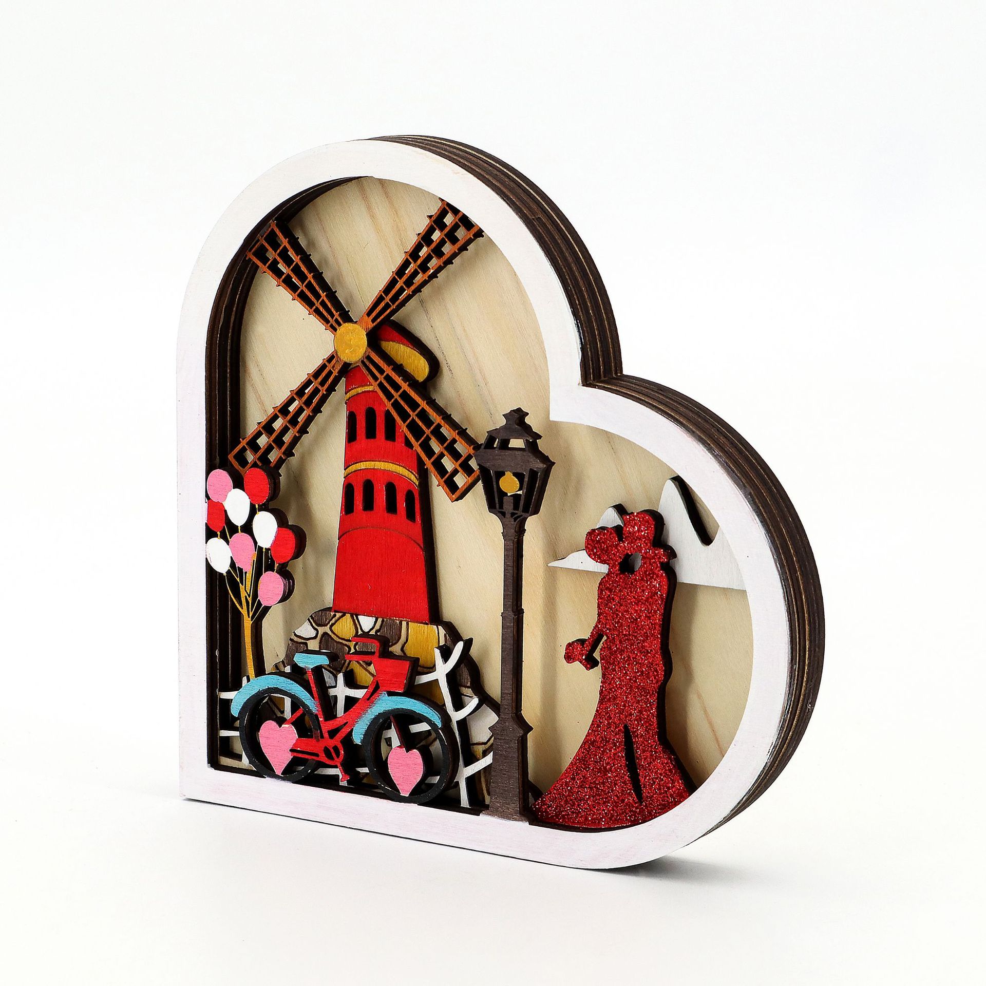 Wooden Hollow Carved Heart Ornament Gift-Desktop Decoration European Style Frame For Couple-Lovesyouforever