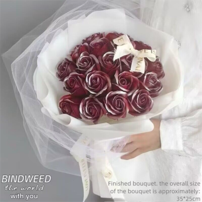 Crushed Ice Blue Artificial Rose Eternal Flower Bouquet, Soap Dried Flowers, Graduation Birthday Gift for Girlfriend, Best Friend, Valentine's Day-Lovesyouforever