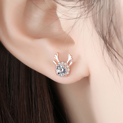 Antler Diamond Earrings For Woman-Lovesyouforever