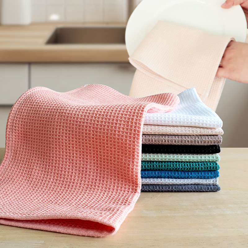 100% cotton plain waffle dish towel, pineapple grid cleaning cloth, kitchen cleaning cloth, suitable for cross-border labeling-Lovesyouforever