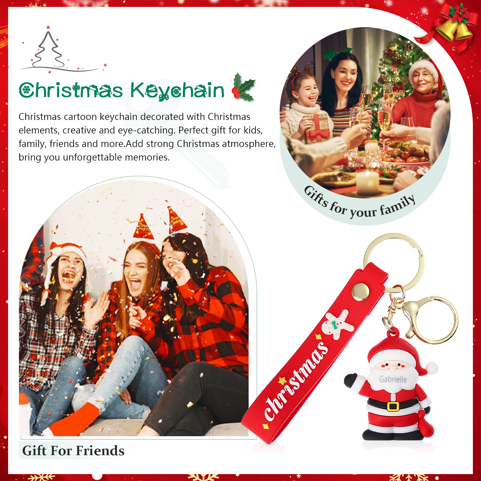 Personalized Christmas Santa Claus Keychain-Custom Name Keychain Gift-Lovesyouforever