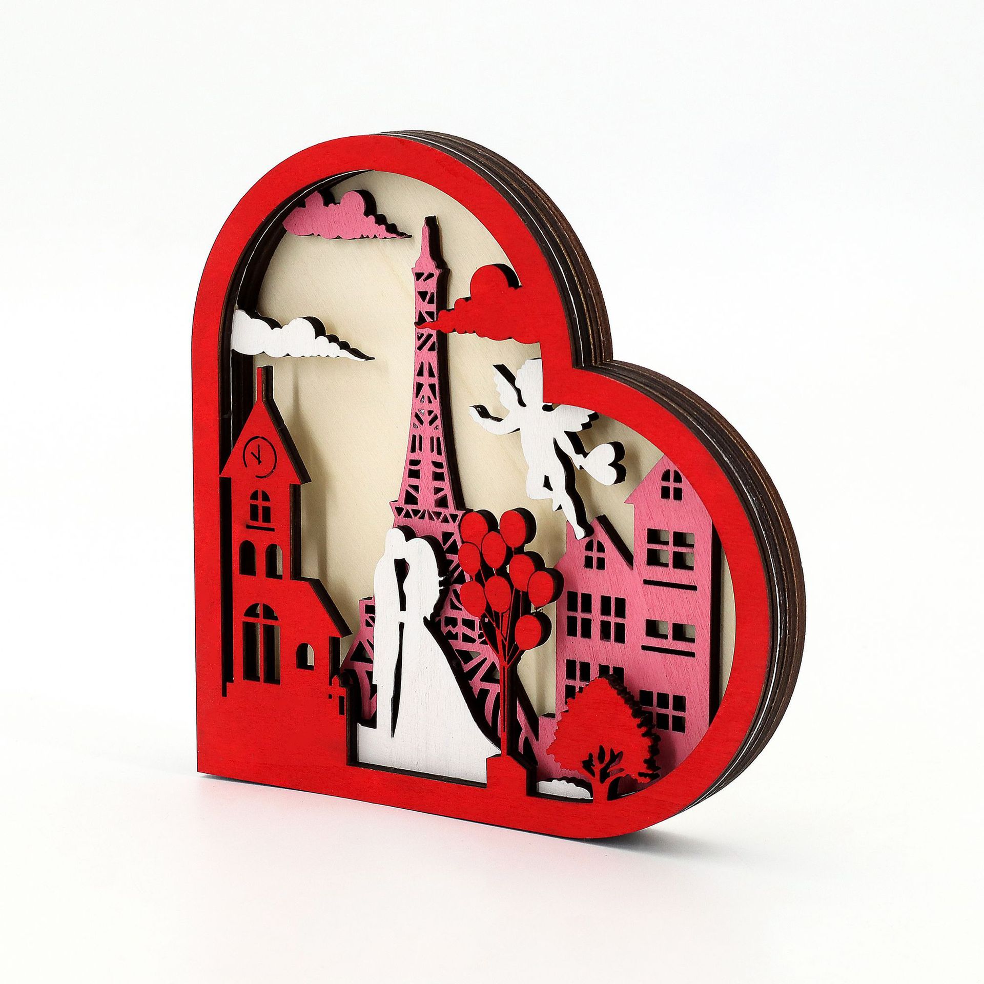 Wooden Hollow Carved Heart Ornament Gift-Desktop Decoration European Style Frame For Couple-Lovesyouforever