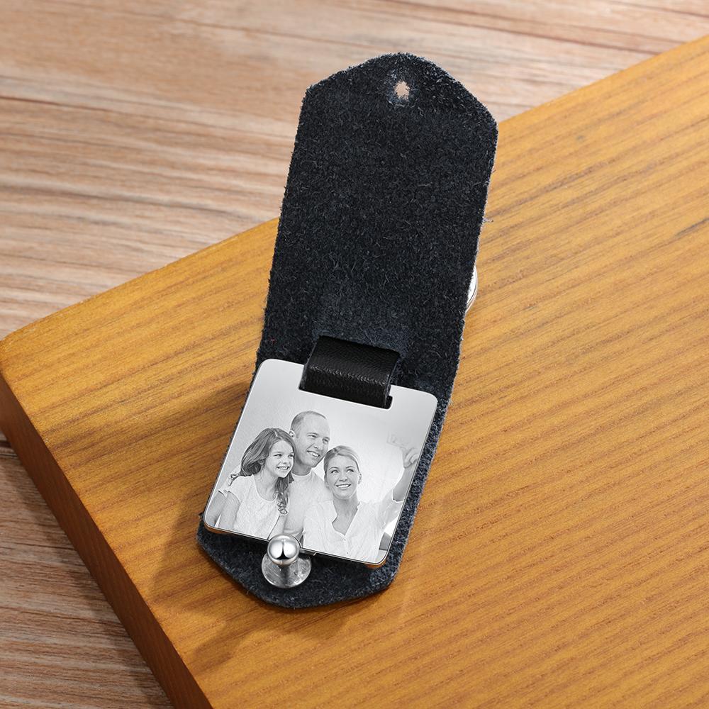 Personalized Photo Leather Keychain with Calendar-Lovesyouforever
