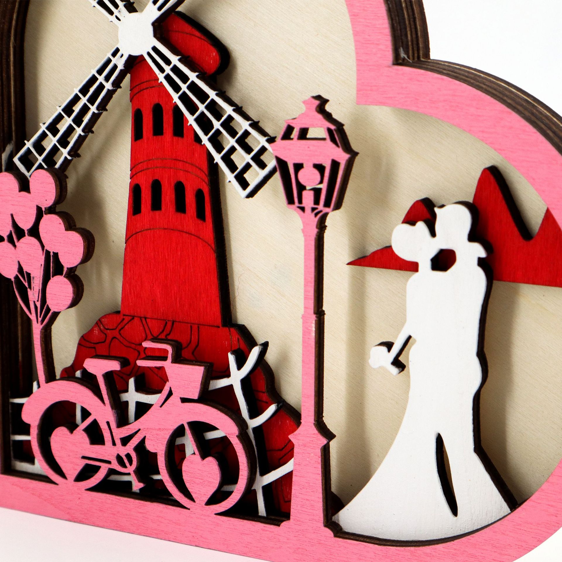 Wooden Hollow Carved Heart Ornament Gift-Desktop Decoration European Style Frame For Couple-Lovesyouforever