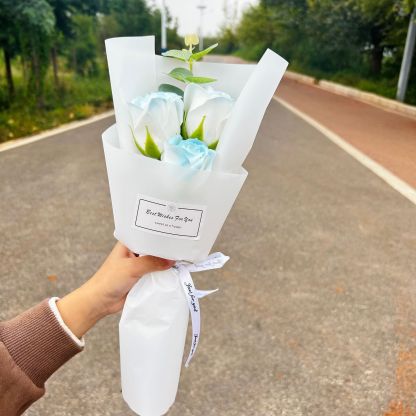 Finished crushed ice blue rose bouquet, soap flowers, Qixi Festival gift, graduation bouquet, gift for best friend, photo decoration, artificial flowers-Lovesyouforever