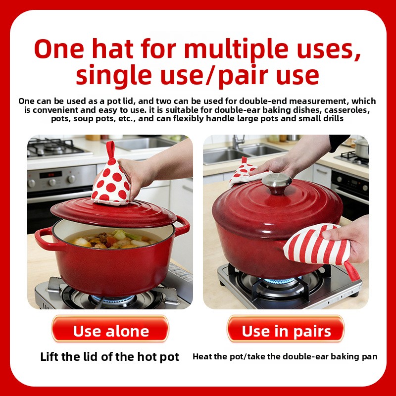Wholesale polka dot striped pot cover, triangular anti-scald pot cover, heat-insulating triangular clamp, polka dot pot cover, enamel pot handle cover-Lovesyouforever
