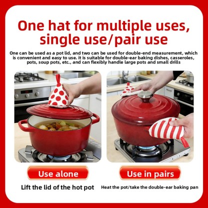 Wholesale polka dot striped pot cover, triangular anti-scald pot cover, heat-insulating triangular clamp, polka dot pot cover, enamel pot handle cover-Lovesyouforever