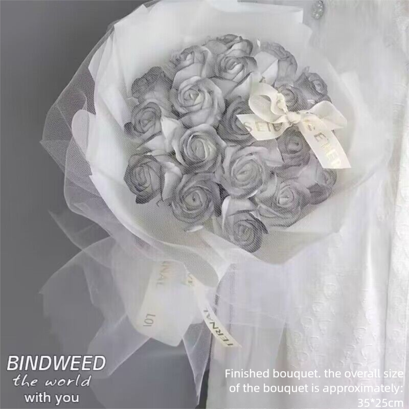 Crushed Ice Blue Artificial Rose Eternal Flower Bouquet, Soap Dried Flowers, Graduation Birthday Gift for Girlfriend, Best Friend, Valentine's Day-Lovesyouforever