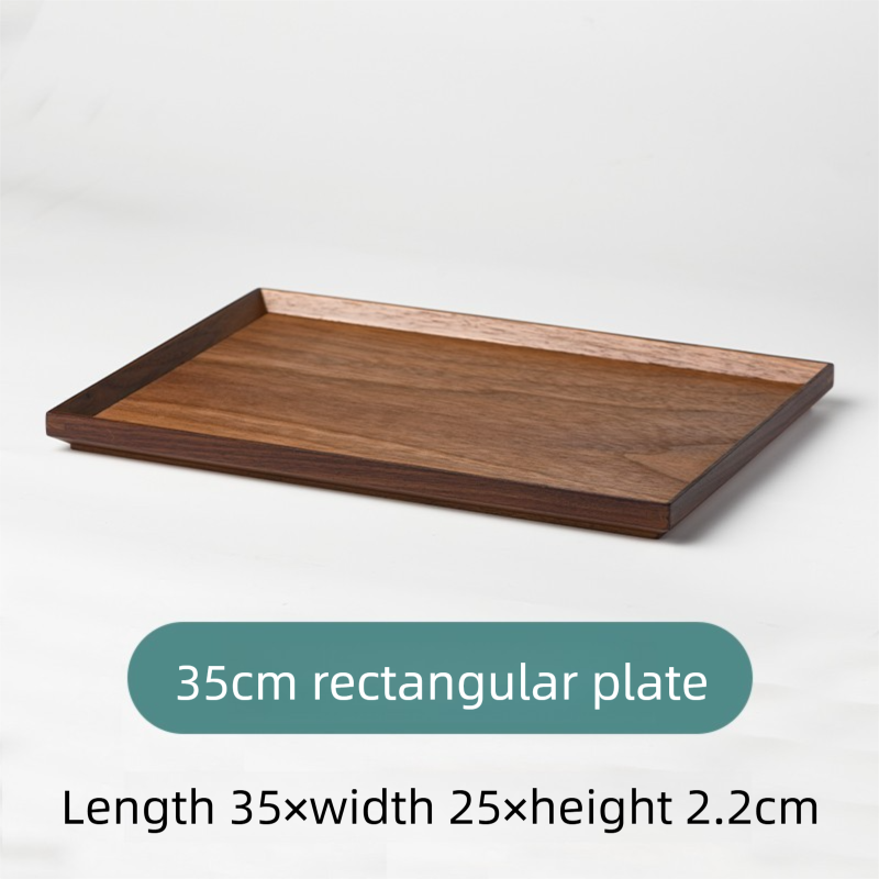 Black walnut solid wood tray, rectangular wooden tray, Japanese-style household fruit plate, wooden red tray, tea tray-Lovesyouforever