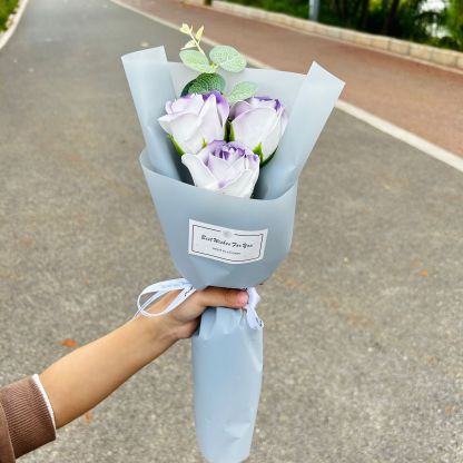 Finished crushed ice blue rose bouquet, soap flowers, Qixi Festival gift, graduation bouquet, gift for best friend, photo decoration, artificial flowers-Lovesyouforever