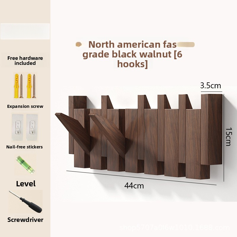 Piano key-style coat rack, key-shaped wall hook for entryway and bedroom, no-drill wall-mounted coat and hat hook, walnut and beech wood-Lovesyouforever