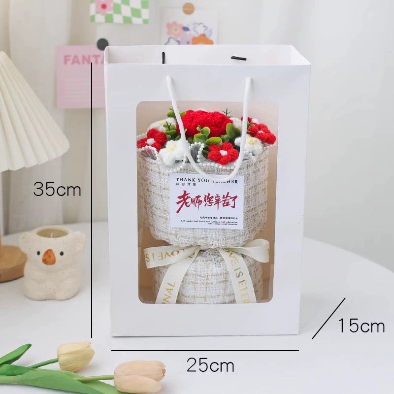 Creative hand-knitted wool rose bouquet as a graduation gift to express gratitude to teachers and surprise them-Lovesyouforever