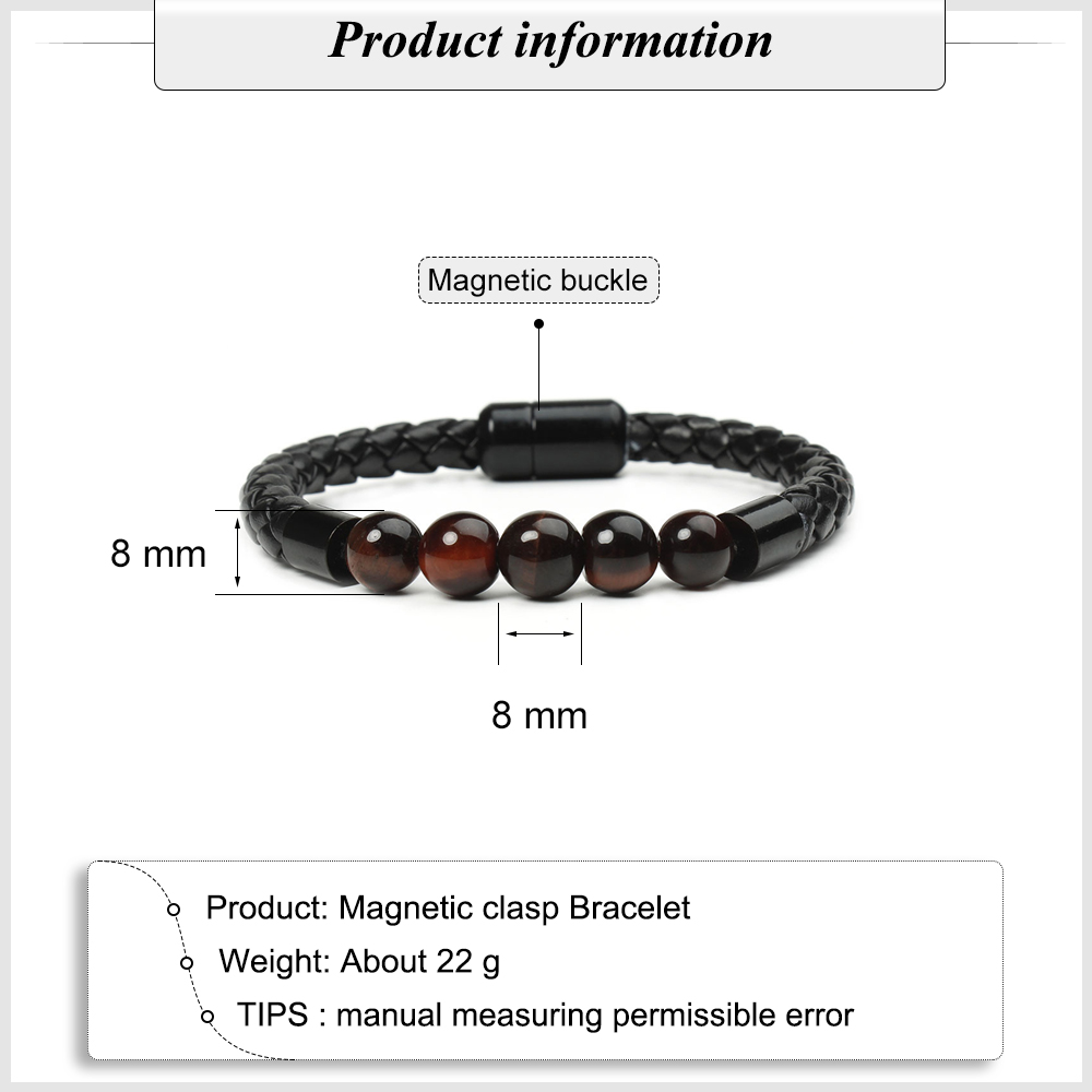 Tiger Eye & Black Onyx Beaded Bracelet – Unique Gift for Him | Jessemade-Lovesyouforever