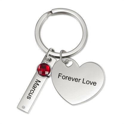 1 Name-Personalized Heart Keychain Custom Birthstone-Lovesyouforever