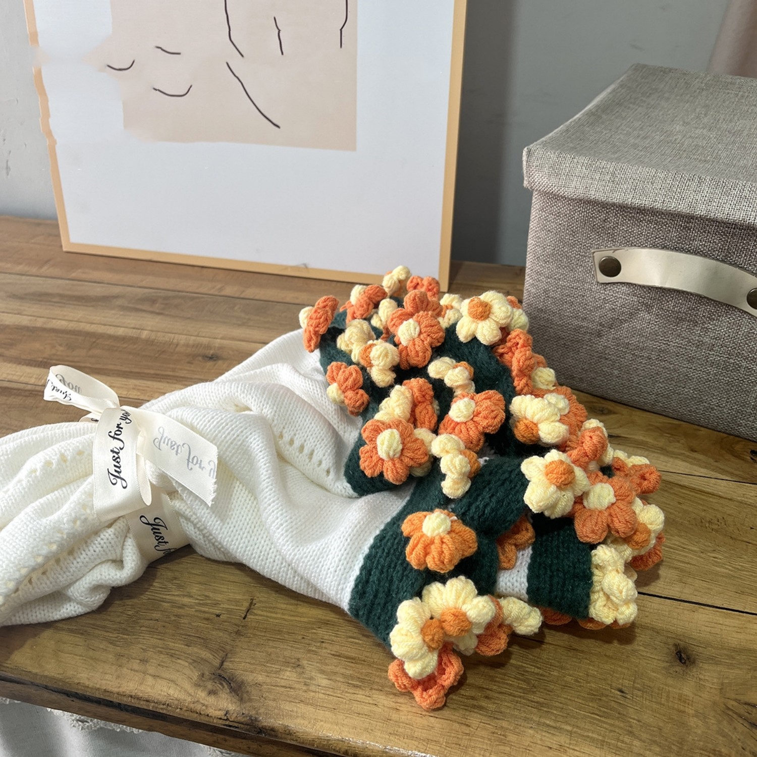 Hand-Knitted Daisy Blanket Bouquet Blanket Ready-Made Hand-Woven Flower Blanket Gift For Mother And Girlfriend-Lovesyouforever