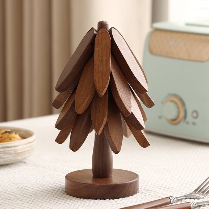 A tree-shaped heat-resistant mat made of solid wood, suitable for high temperatures, for home use in the living room, kitchen, and dining table; creative wooden placemat and anti-scald pot mat-Lovesyouforever