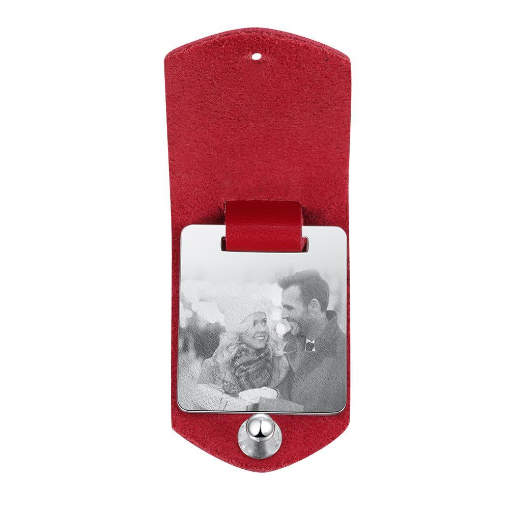 Personalized Photo Leather Keychain with Calendar-Lovesyouforever