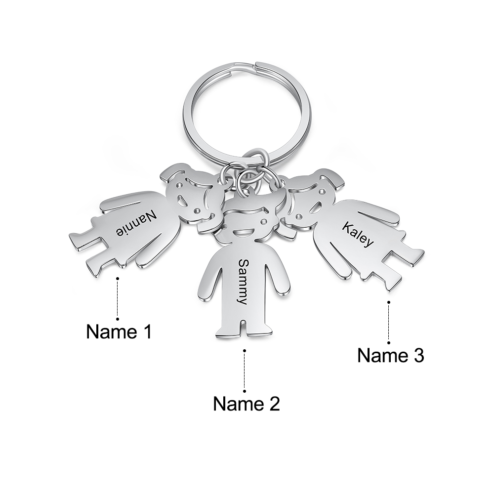 3 Names-Personalized Keychain Custom With 3 Children's Charms-Lovesyouforever