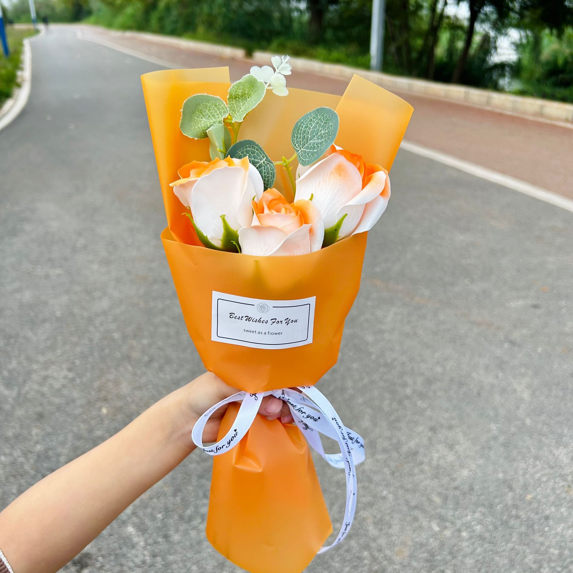 Finished crushed ice blue rose bouquet, soap flowers, Qixi Festival gift, graduation bouquet, gift for best friend, photo decoration, artificial flowers-Lovesyouforever
