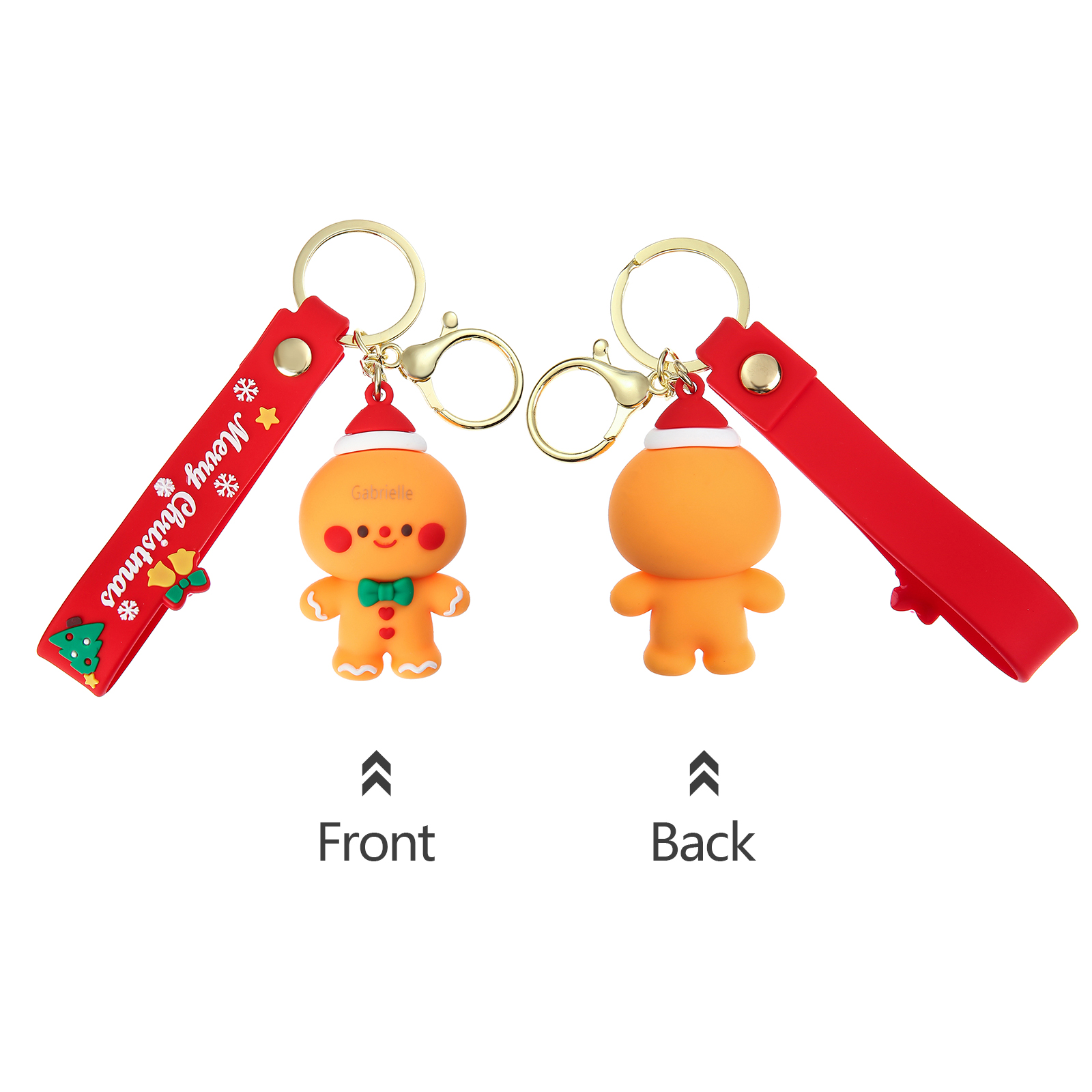Personalized Christmas Gingerbread Man Keychain-Custom Name Keychain Gift-Lovesyouforever