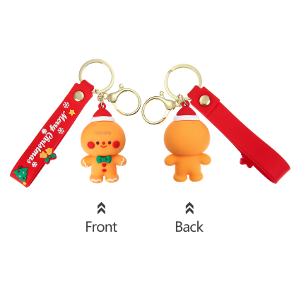 Personalized Christmas Gingerbread Man Keychain-Custom Name Keychain Gift-Lovesyouforever