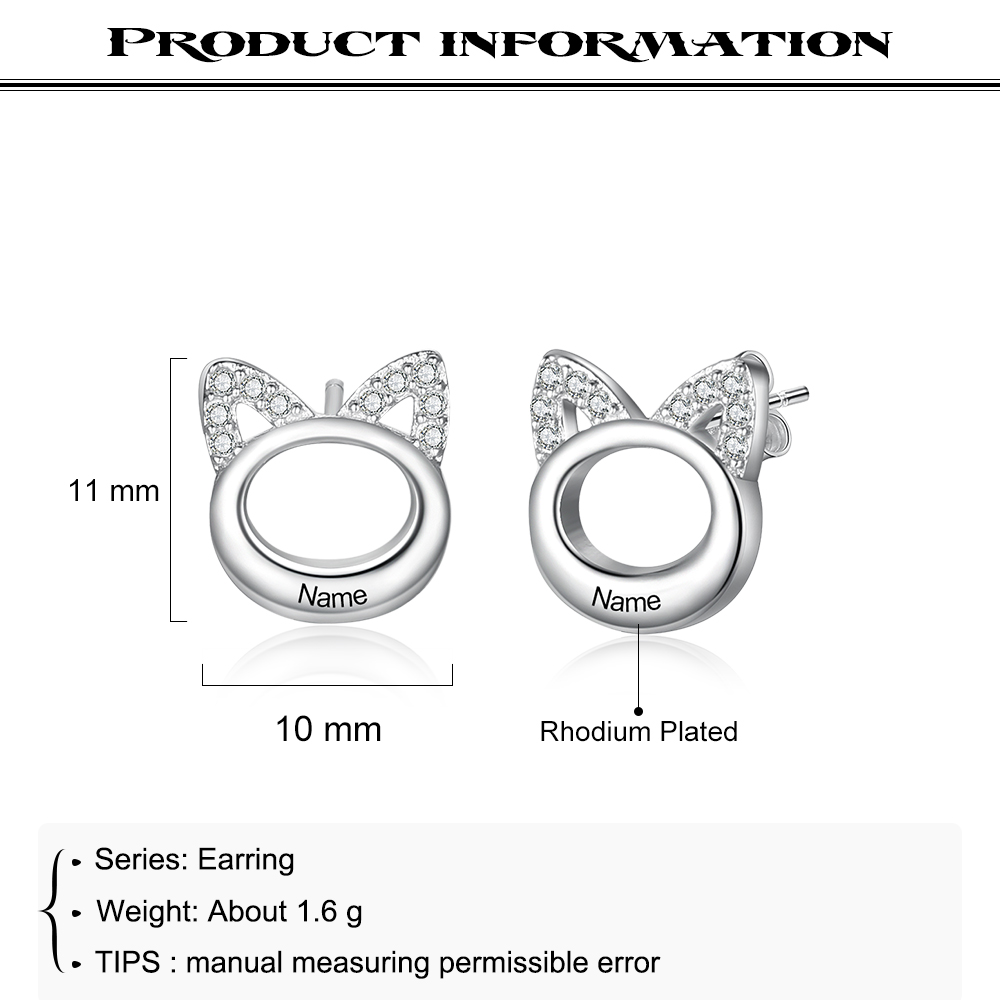 1 Name-Personalized Cat Earrings Custom Name for Women-Lovesyouforever