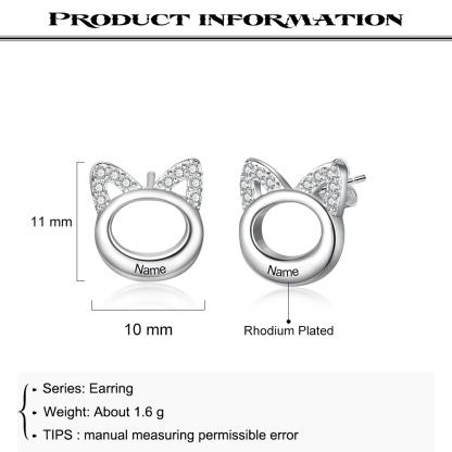 1 Name-Personalized Cat Earrings Custom Name for Women-Lovesyouforever