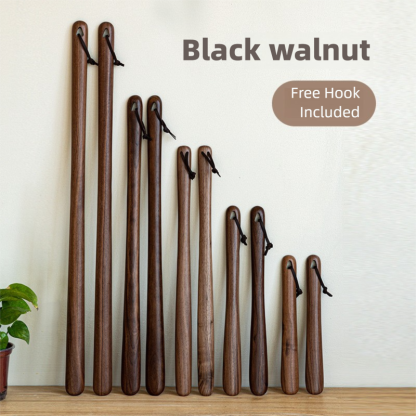 Walnut wood shoehorn, beech wood household shoe puller, shoe handle, shoe lifter, long-handled shoehorn, shoe lifter-Lovesyouforever