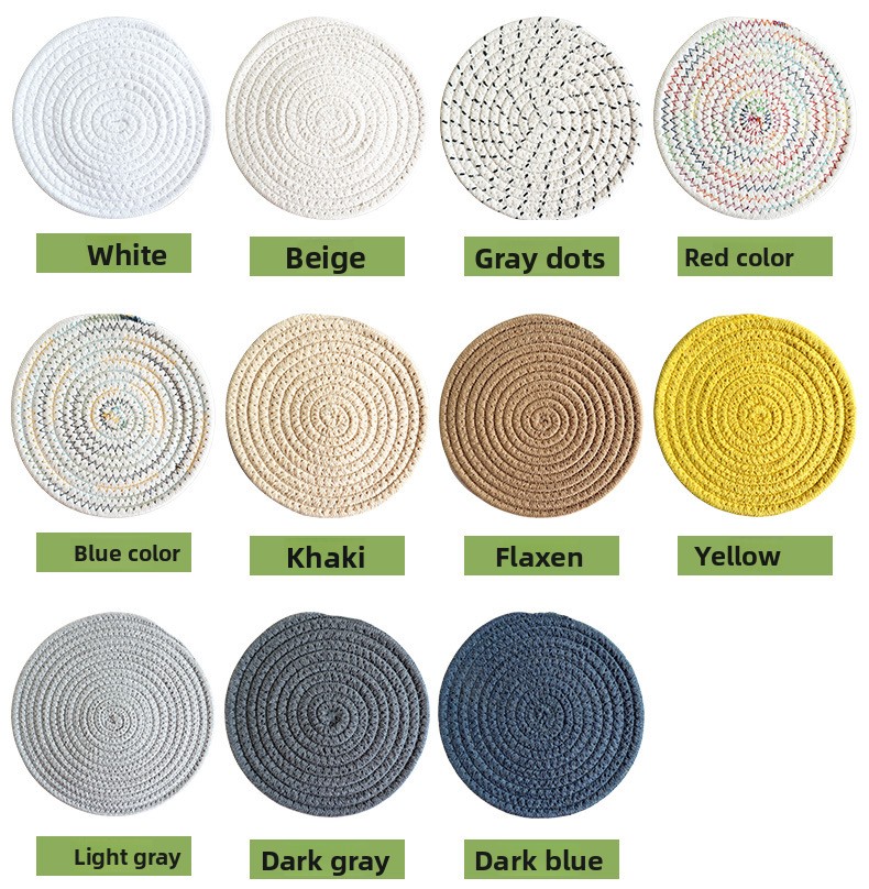 Insulation mat for home kitchen, cotton rope placemat, dining table mat, coaster, insulation pad-Lovesyouforever