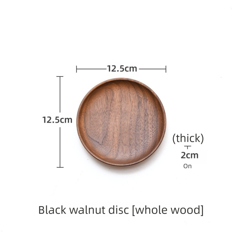 North American black walnut wood tray, solid wood dessert and snack plate, wooden fruit plate, round dried fruit tray, anti-scald wooden tray-Lovesyouforever