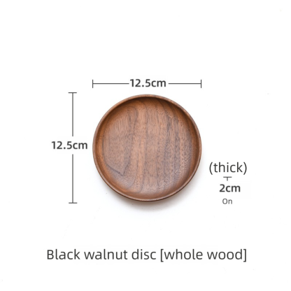 North American black walnut wood tray, solid wood dessert and snack plate, wooden fruit plate, round dried fruit tray, anti-scald wooden tray-Lovesyouforever