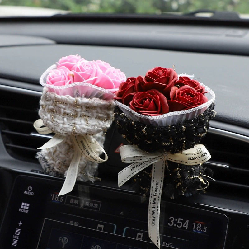 Rose bouquet car air freshener, car air conditioner vent perfume, car fragrance decoration ornament, creative gift-Lovesyouforever