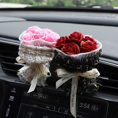 Rose bouquet car air freshener, car air conditioner vent perfume, car fragrance decoration ornament, creative gift-Lovesyouforever