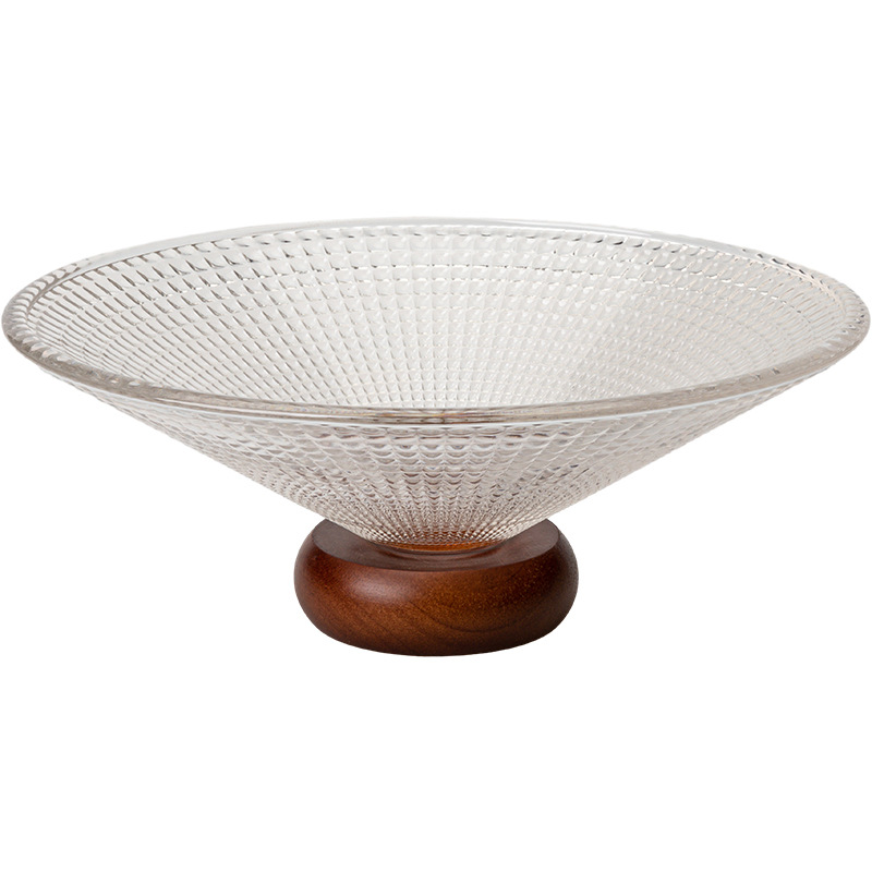Glass conical fruit tray for living room, home use, coffee table, high-footed fruit tray, snack tray, French-style candy and dried fruit tray, light luxury-Lovesyouforever