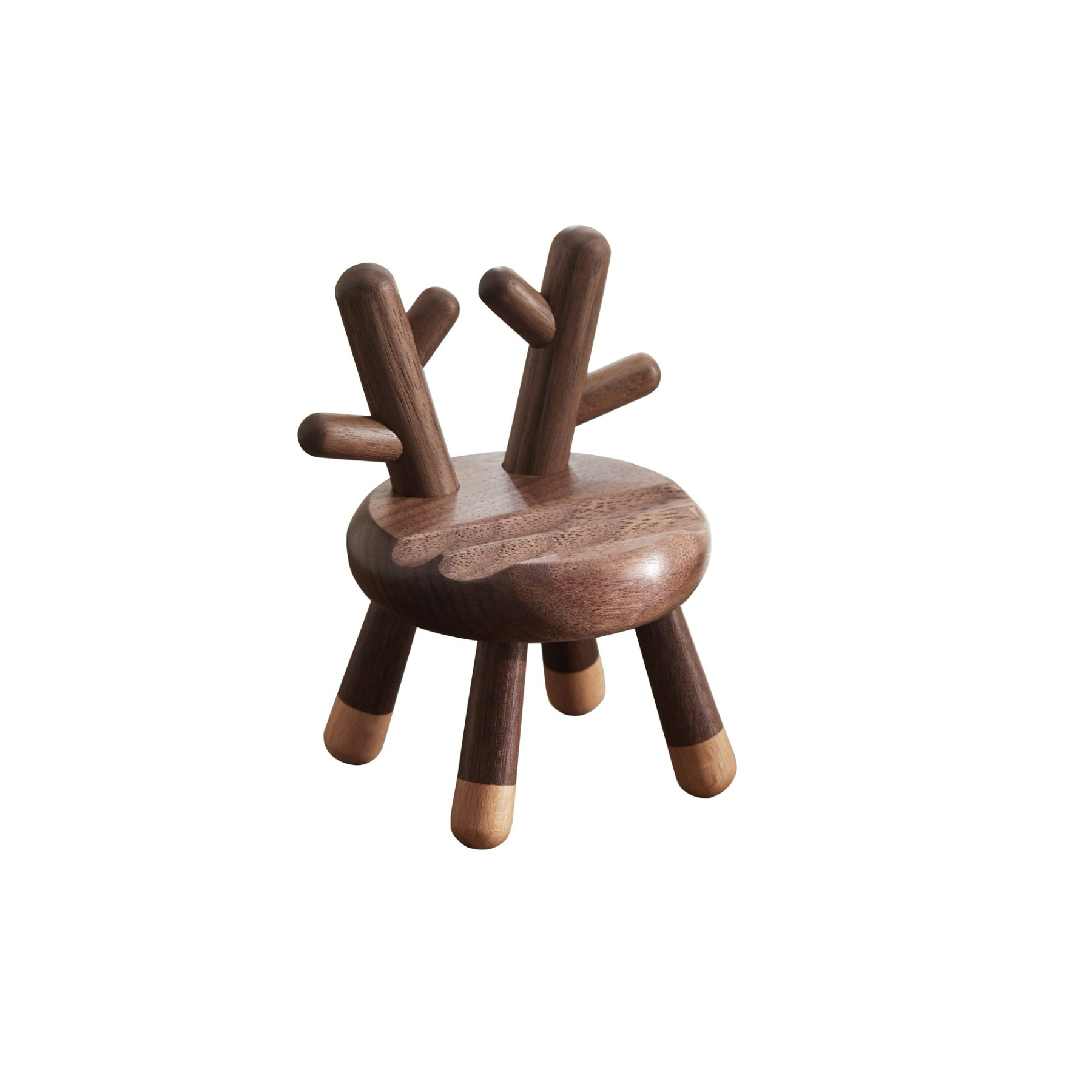 Black walnut wood desktop cartoon deer antler stool phone stand, personalized creative office lazy stand decoration-Lovesyouforever