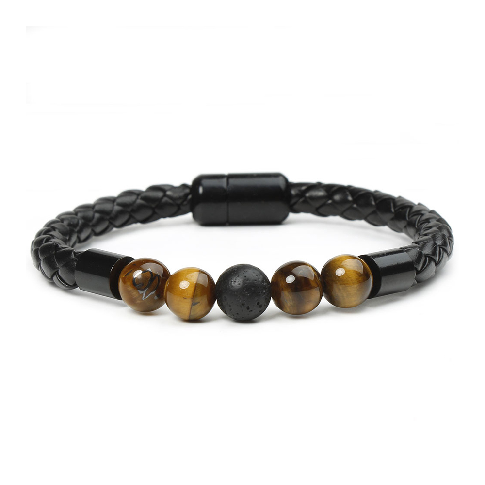 Tiger Eye & Black Onyx Beaded Bracelet – Unique Gift for Him | Jessemade-Lovesyouforever