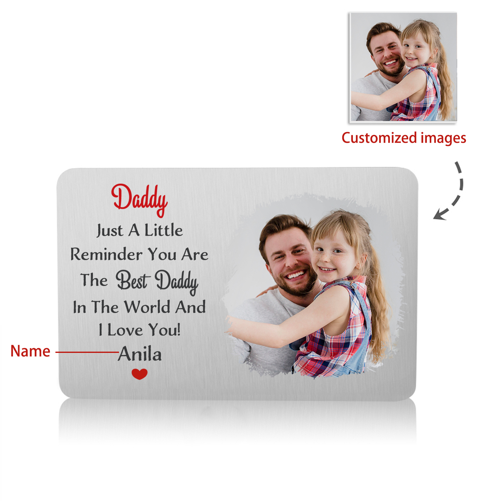 Personalized Wallet Card Daddy Just A Little Reminder You Are The Best Daddy In The World And I Love YouCustom 1 Photo & Name Gift for Dad | Jessemade-Lovesyouforever