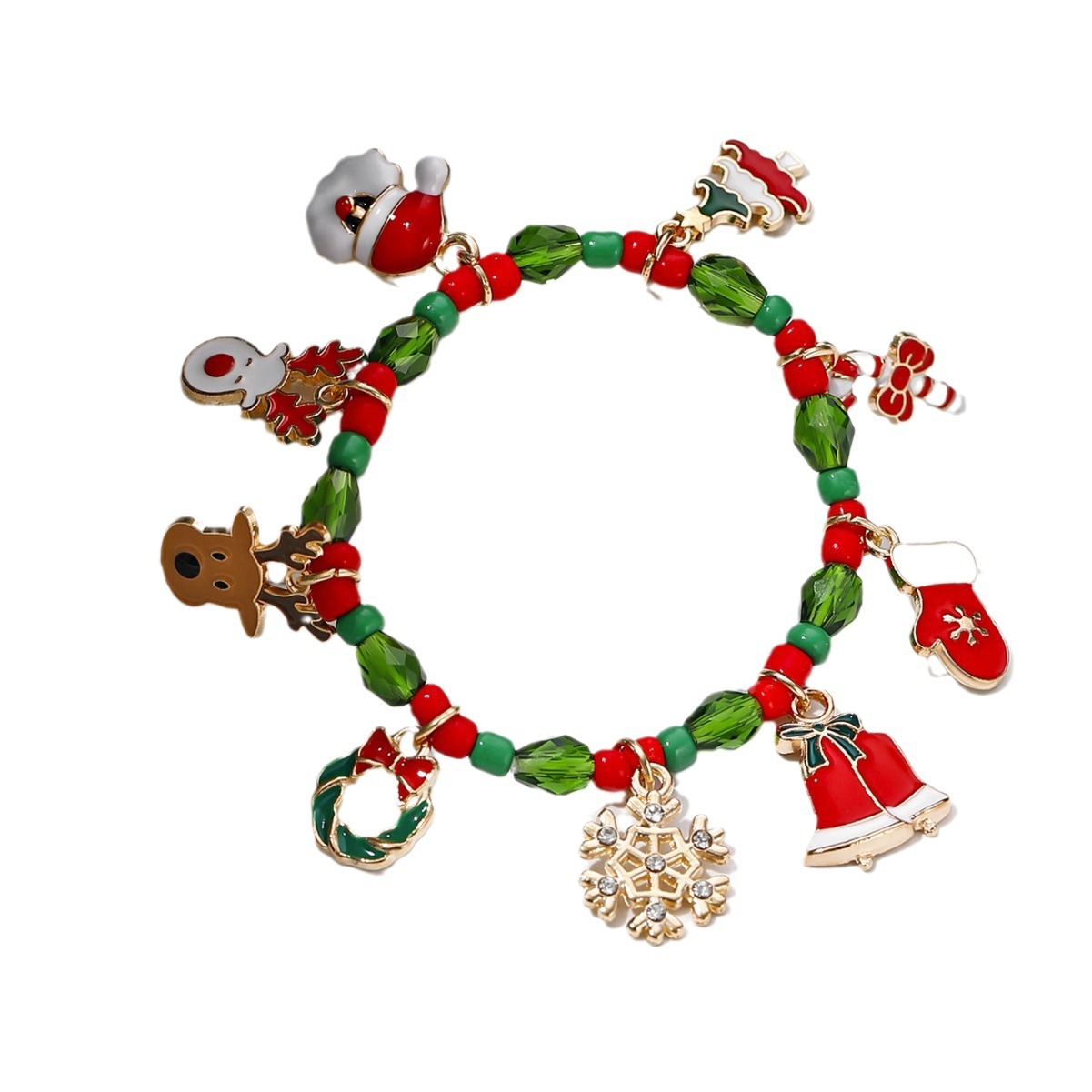 Christmas Charm Bracelet with Festive Beads and Adorable Holiday Elements | Jessemade-Lovesyouforever