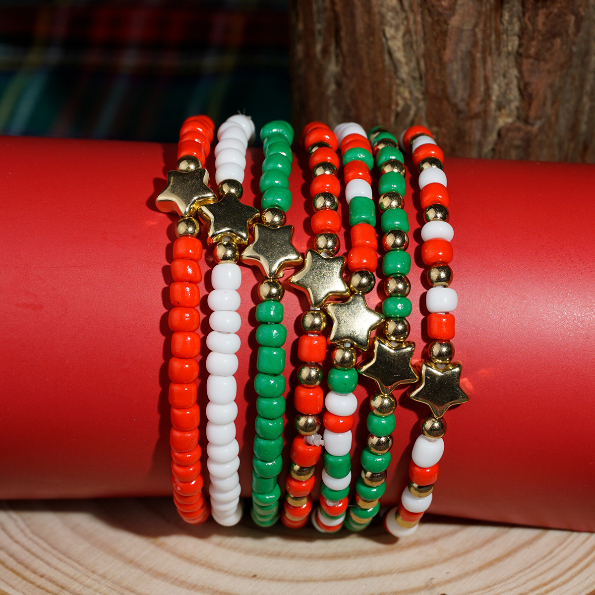 Festive Stackable Christmas Beaded Bracelet Set Gift for Women | Jessemade-Lovesyouforever