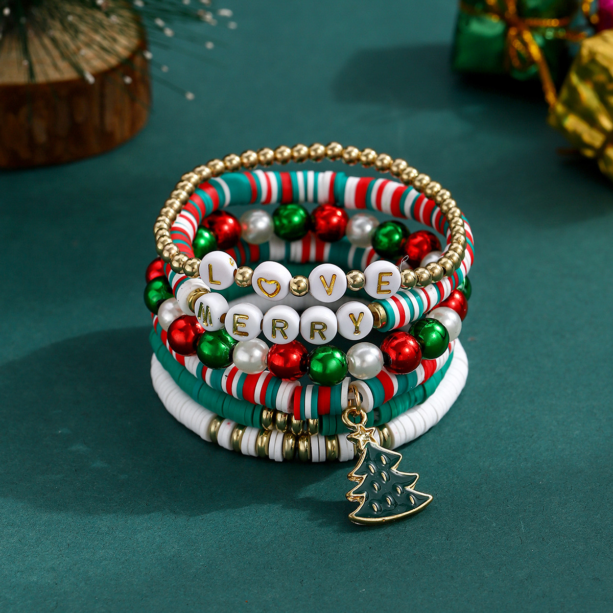 Festive Stackable Christmas Beaded Bracelet Set Gift for Women | Jessemade-Lovesyouforever