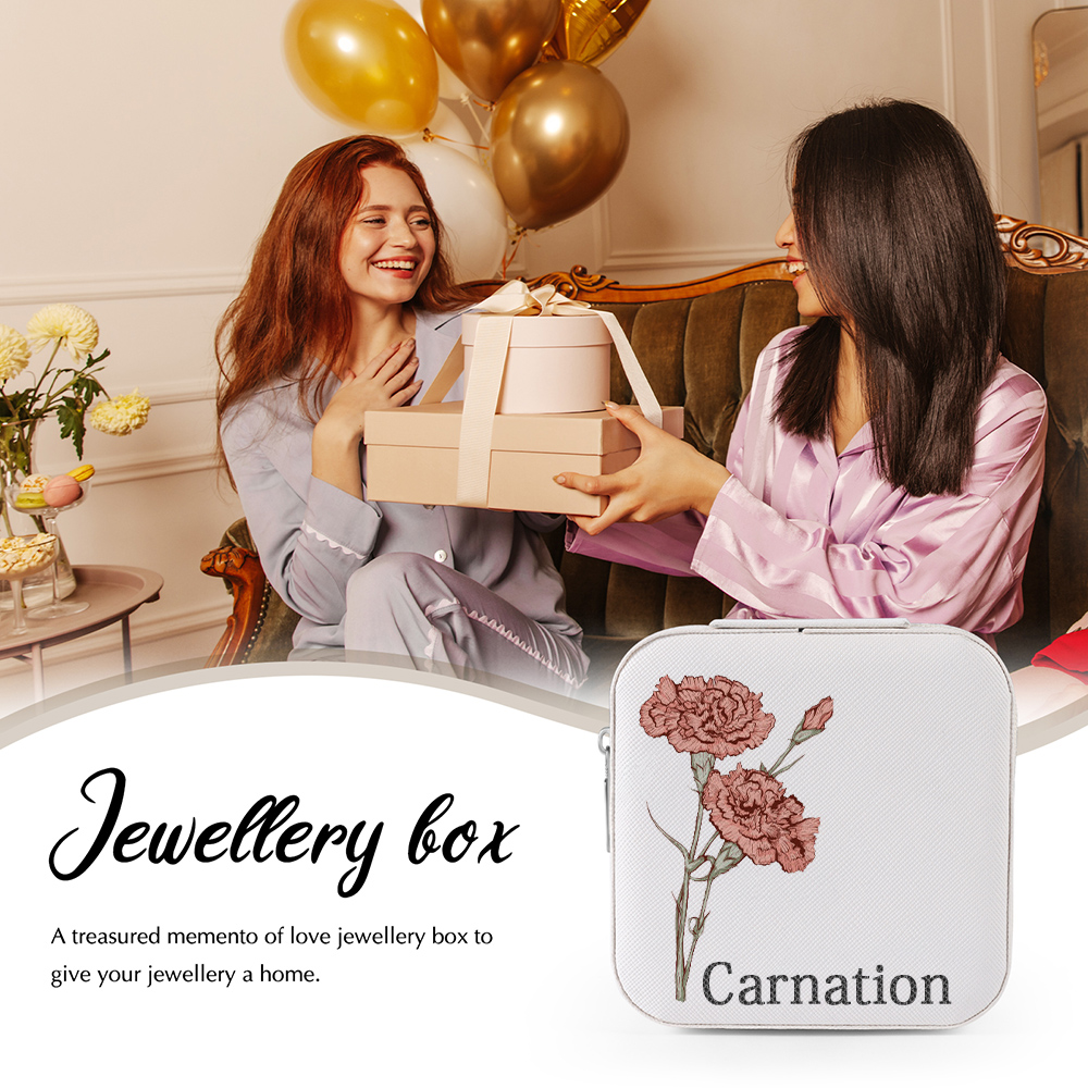 Square Jewelry Storage Box-Personalised 1 Name Customized Birthflower Storage Box In Various Colors-Lovesyouforever
