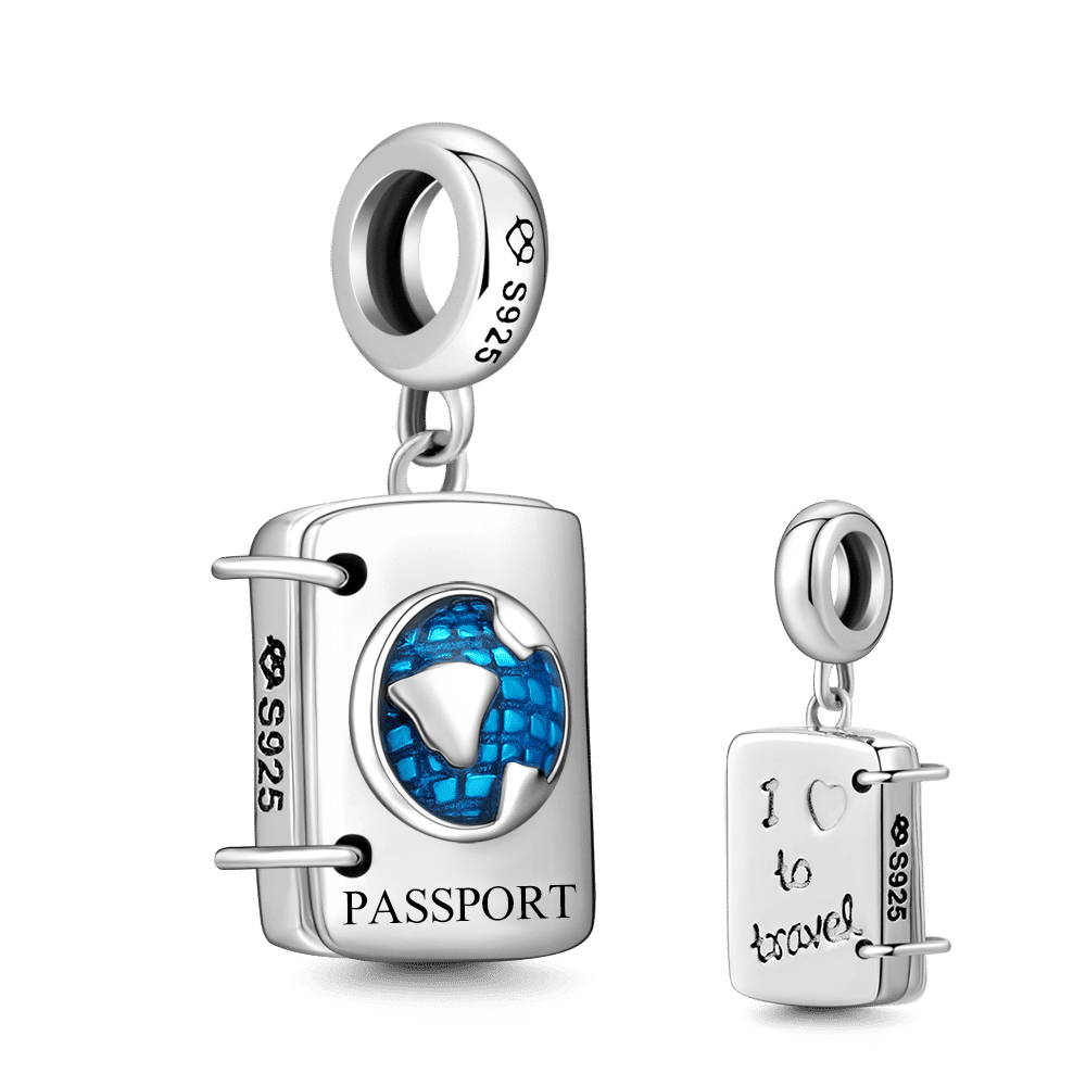 Passport Photo Dangle Charm Silver-Lovesyouforever