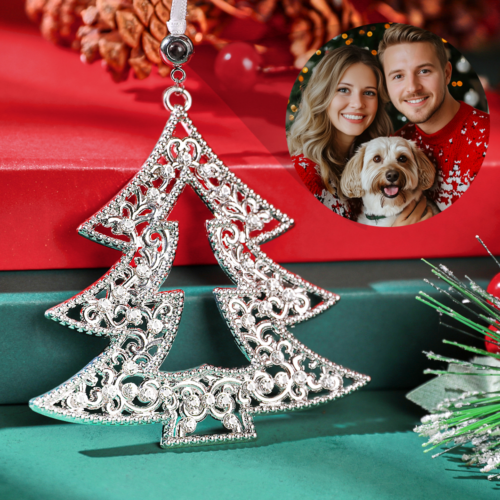 Personalized Christmas Projection Ornaments Heart Shape for Christmas Tree Custom Photo Ornaments Christmas Gifts For Family For Lover-Lovesyouforever